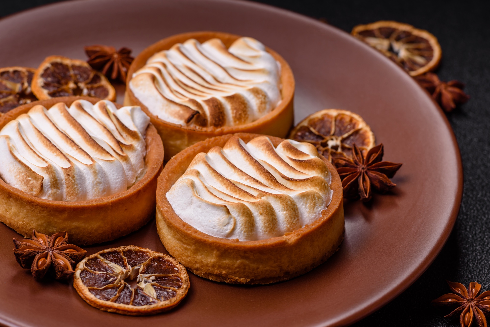 Lemon tart, meringue pie or fruit cream tart