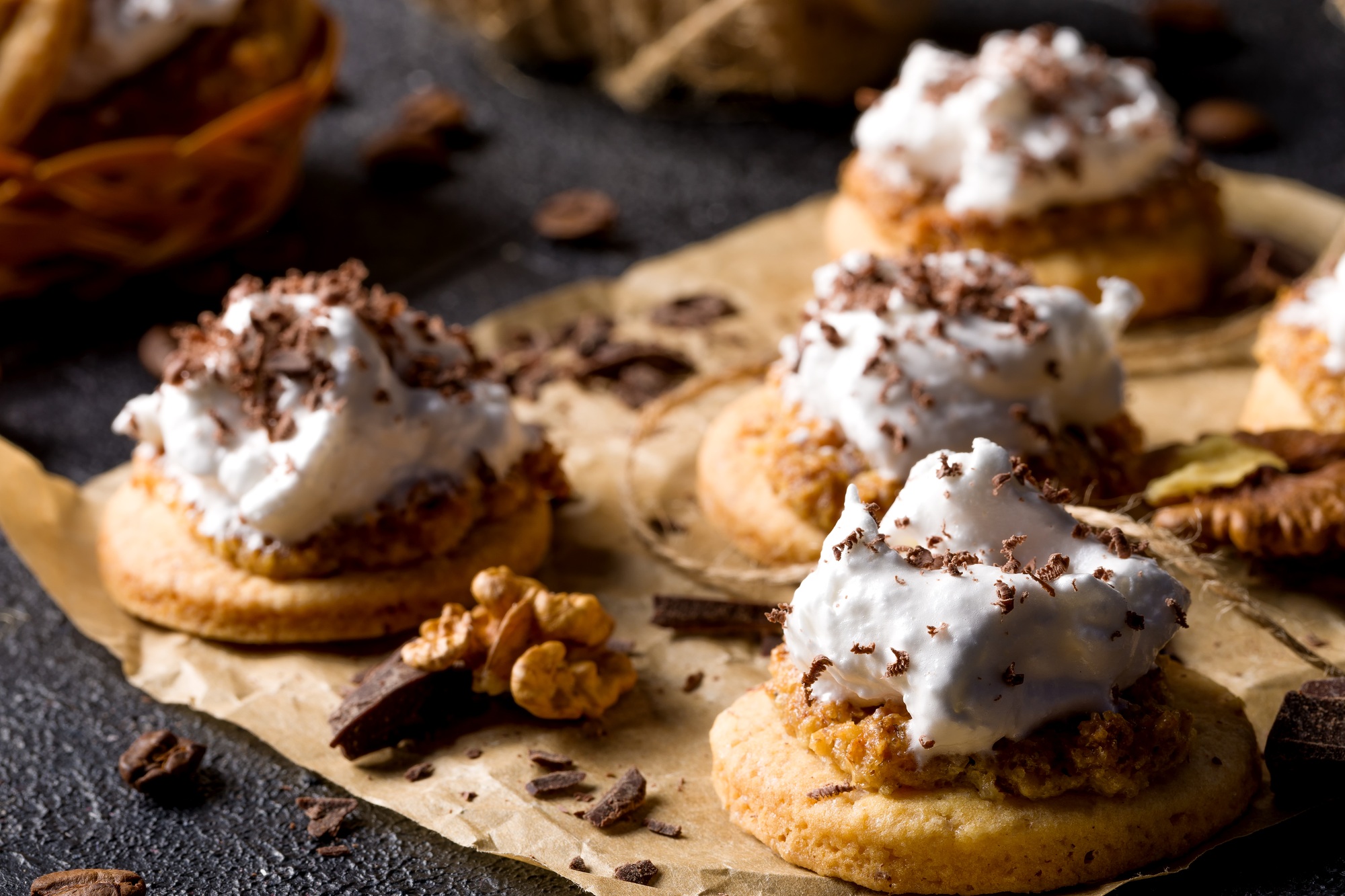 Nut cookies. Homemade shortbread cookies with meringue
