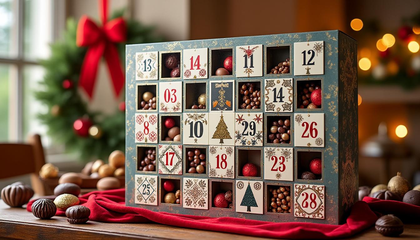 découvrez le calendrier de l'avent d'un chocolatier et savourez chaque jour une délicieuse surprise chocolatée. offrez-vous un moment de plaisir gourmand qui illuminera votre période festive avec des créations artisanales de haute qualité.