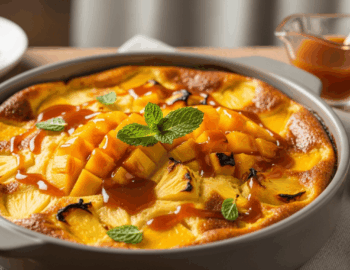 clafoutis mangue ananas caramélisés au rhum ambré