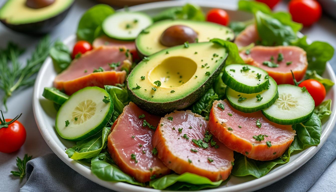 découvrez les bienfaits de la salade magret de canard fumé et avocat, un plat savoureux et équilibré riche en protéines, bonnes graisses et vitamines pour un repas sain et gourmand.