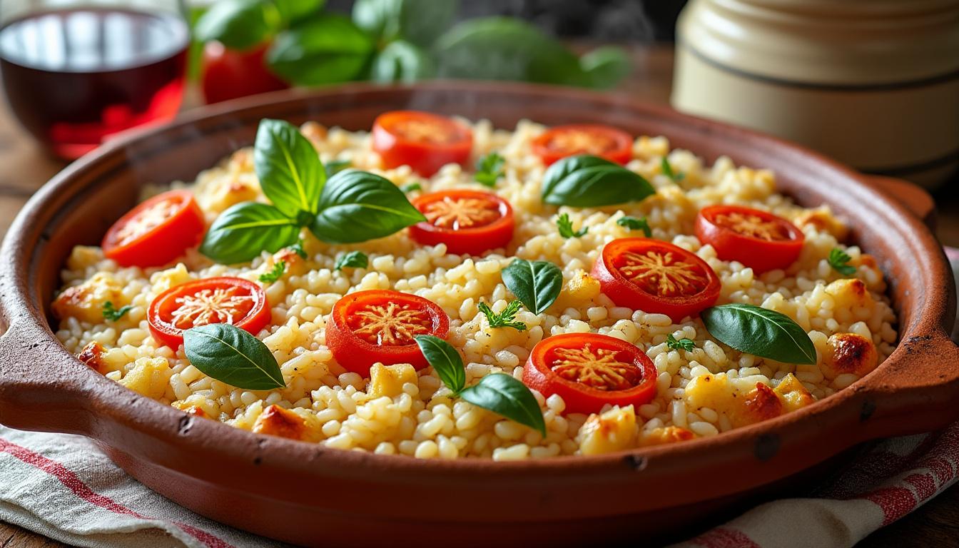 découvrez la recette réconfortante du riz au four de cyril lignac, un plat savoureux et facile à préparer pour toute la famille.