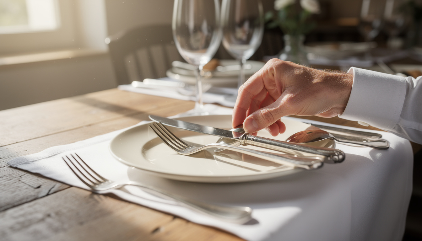 découvrez les meilleures pratiques pour positionner vos couverts à la fin d'un repas, afin de communiquer correctement avec le service et respecter les règles de savoir-vivre à table.