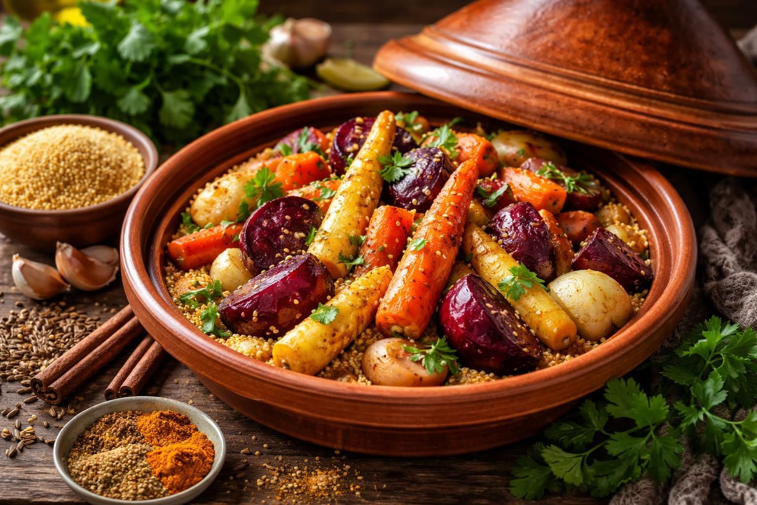 découvrez notre recette de tajine de légumes racines au millet, une alliance savoureuse alliant nutrition optimale et plaisir gourmand, idéale pour un repas sain et équilibré.